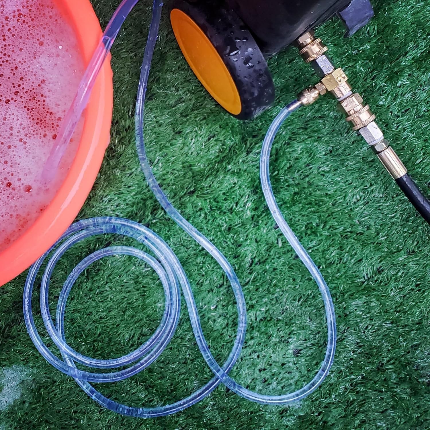 Flexible 10ft Pressure Washer Siphon Hose Kit with 3 Filters for Pro Cleaning