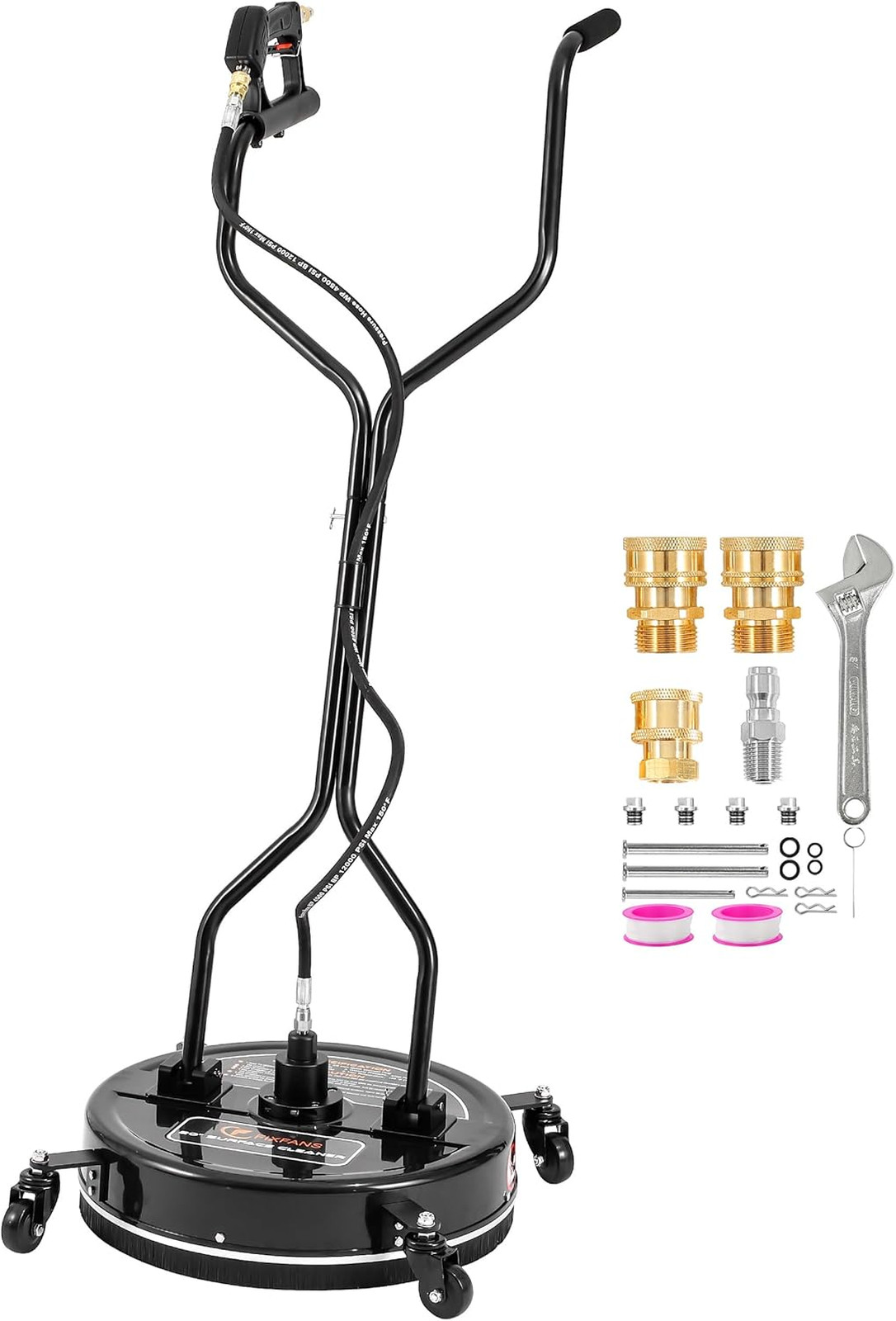 20 Inch Pressure Washer Surface Cleaner with Wheels Dual Handle 4500 PSI for