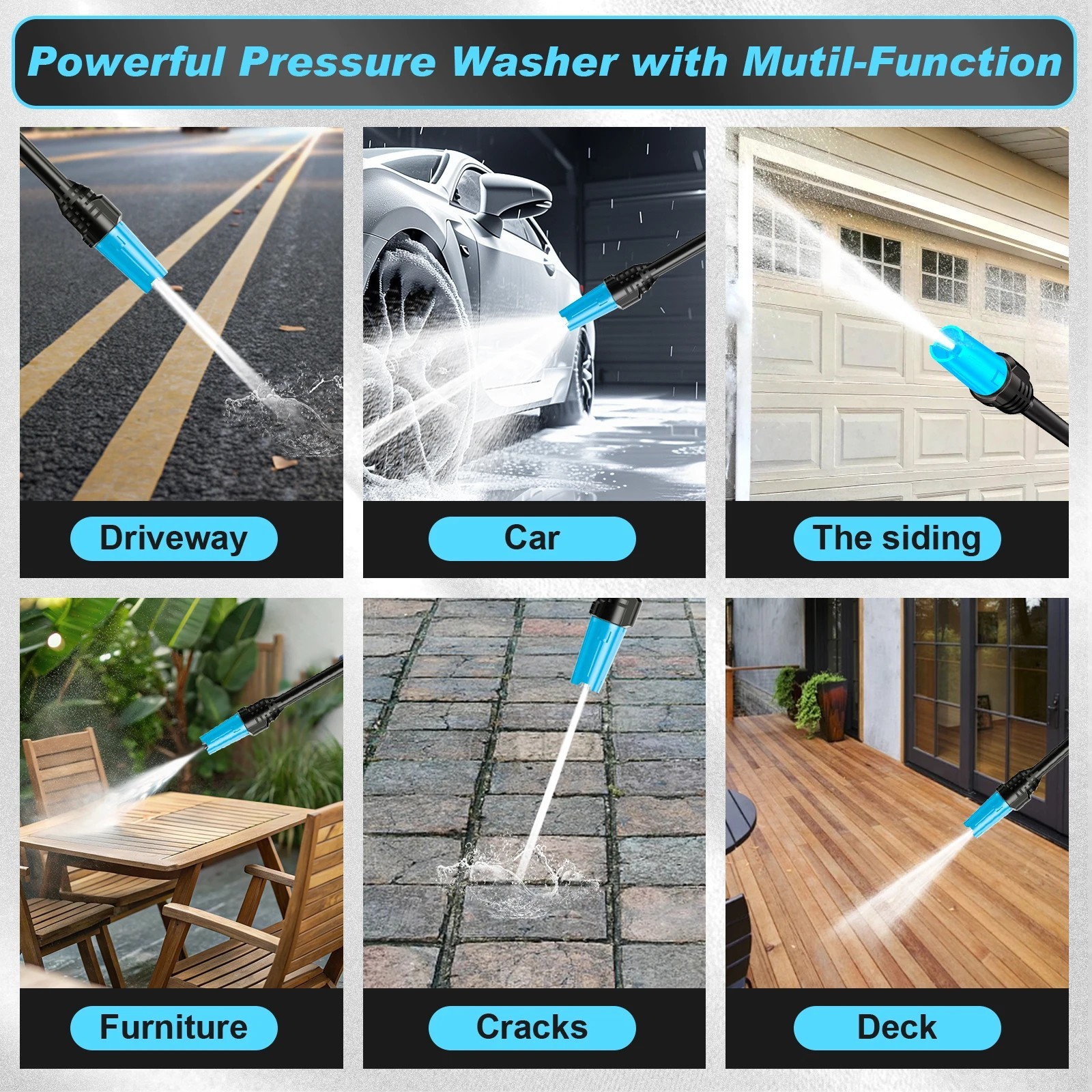 Gisam 2200W 200Bar Electric High Pressure Washer Car Washer Gun Garden Washing