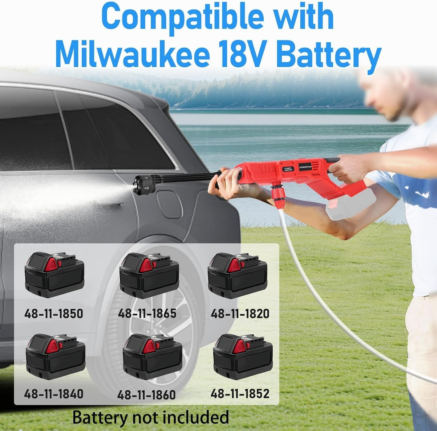 Cordless Pressure Washer for Milwaukee M18 Battery, Portable Cordless Power Wash
