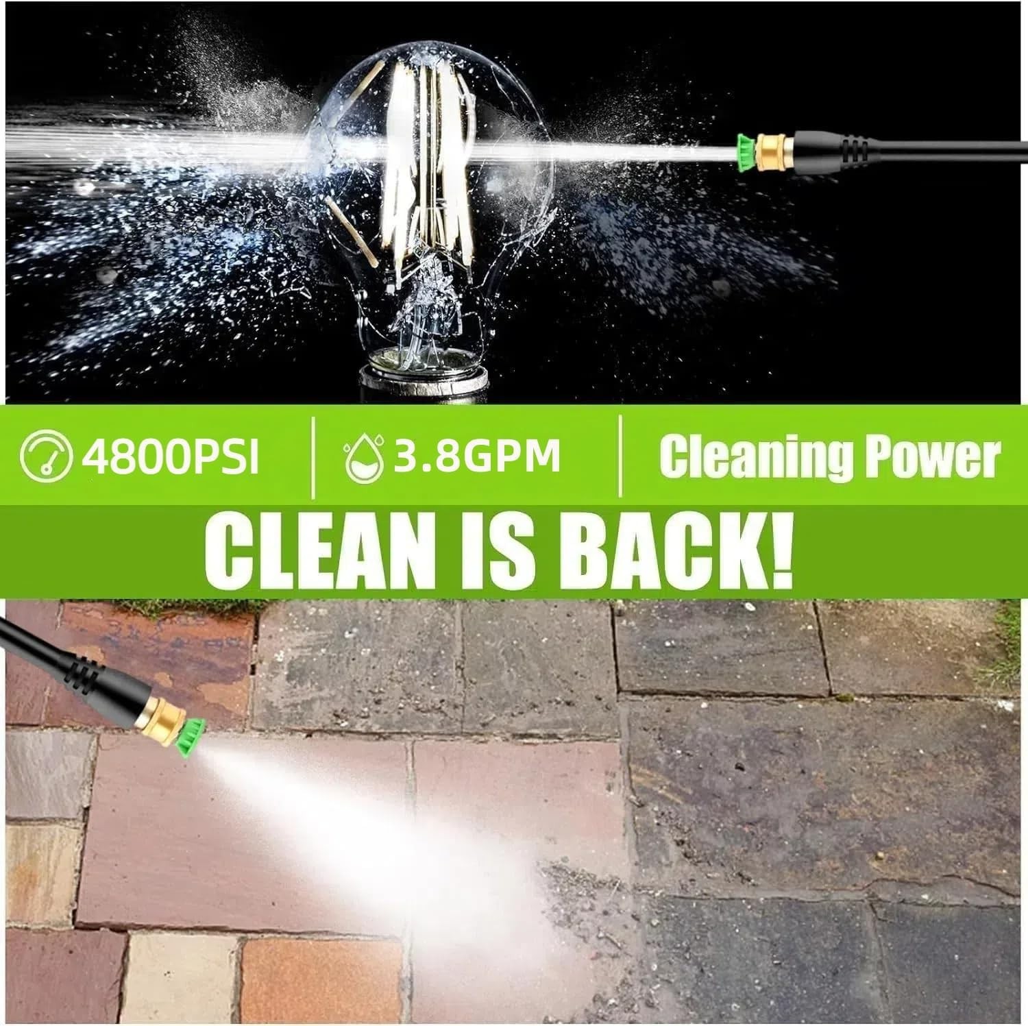 High Power 4800PSI Electric Pressure Washer – 3.8GPM, 33FT Hose Reel Included