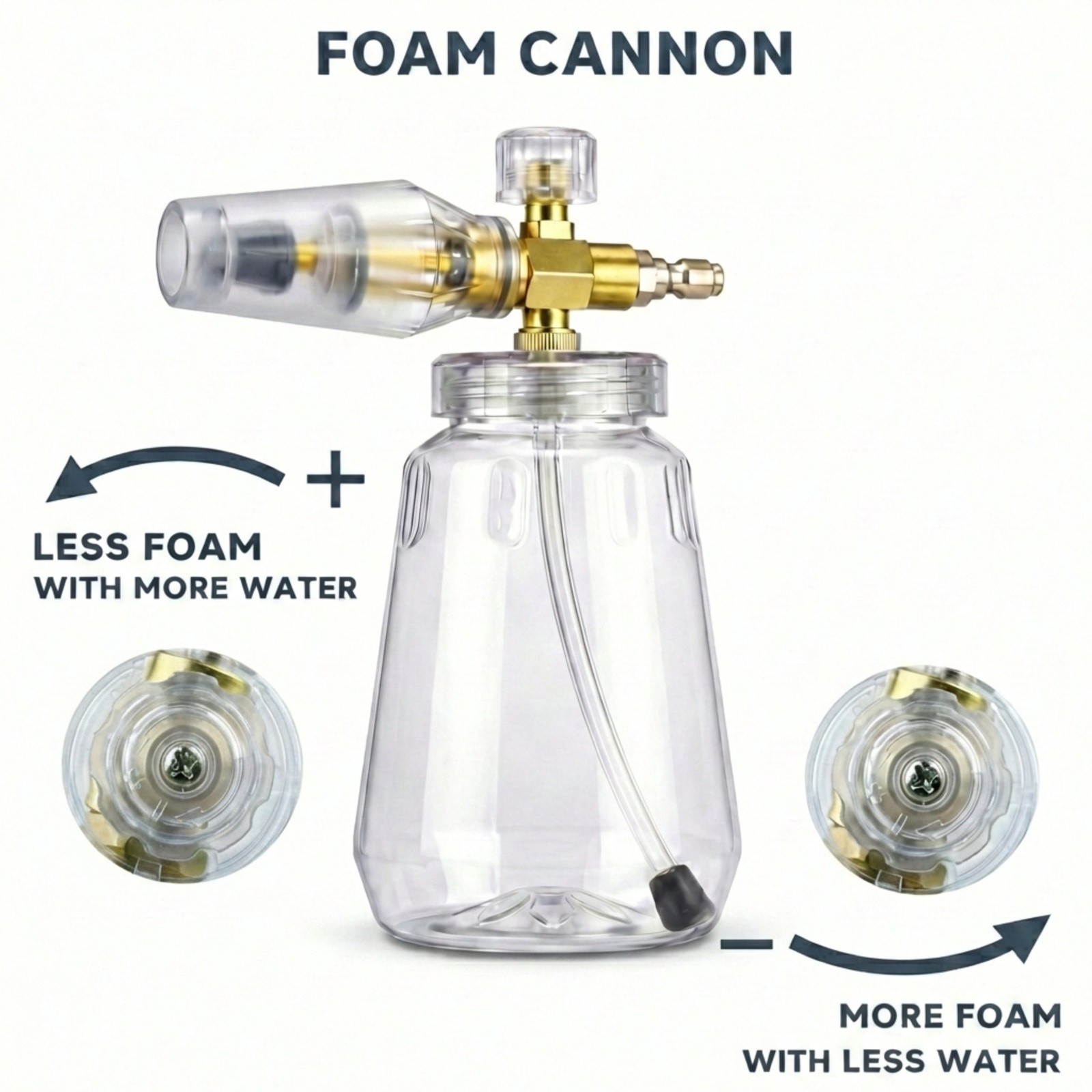 Foam Cannon for Pressure Washer, Snow Clear Foam Cannon for Car Wash, Stainless