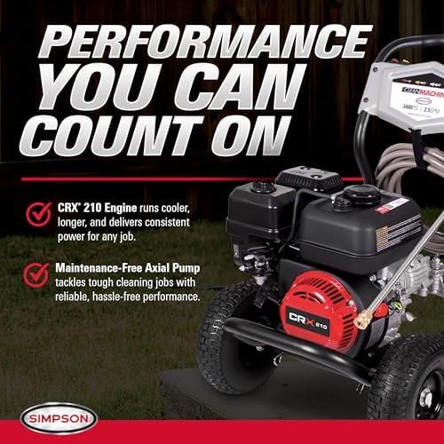 Simpson 3400 PSI Gas Pressure Washer and 15-Inch Surface Cleaner, 2.5 GPM Res…