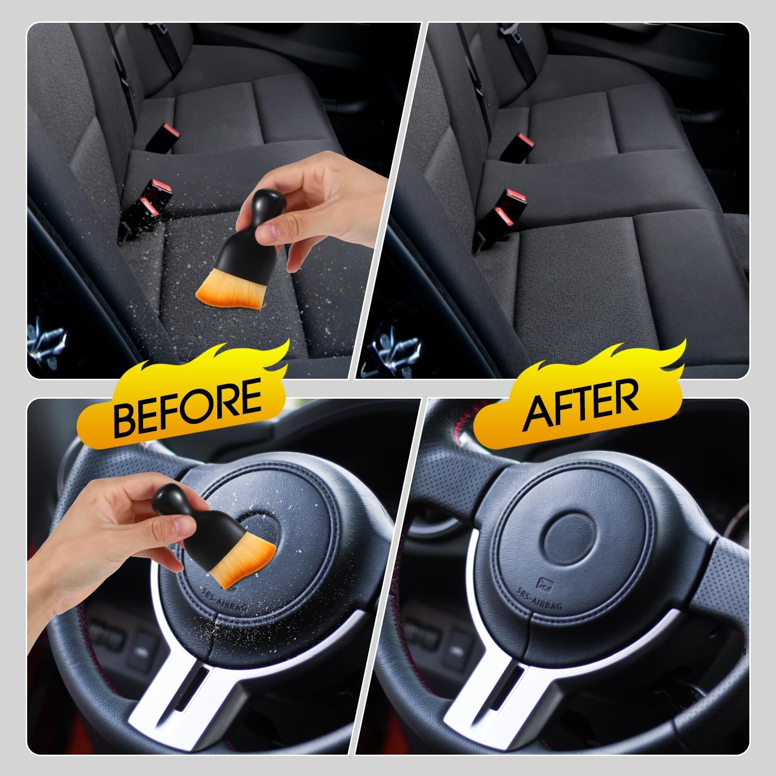 Yungeln 3 PCS Car Interior Detail Dust Brush,Soft Detailing 3pcs