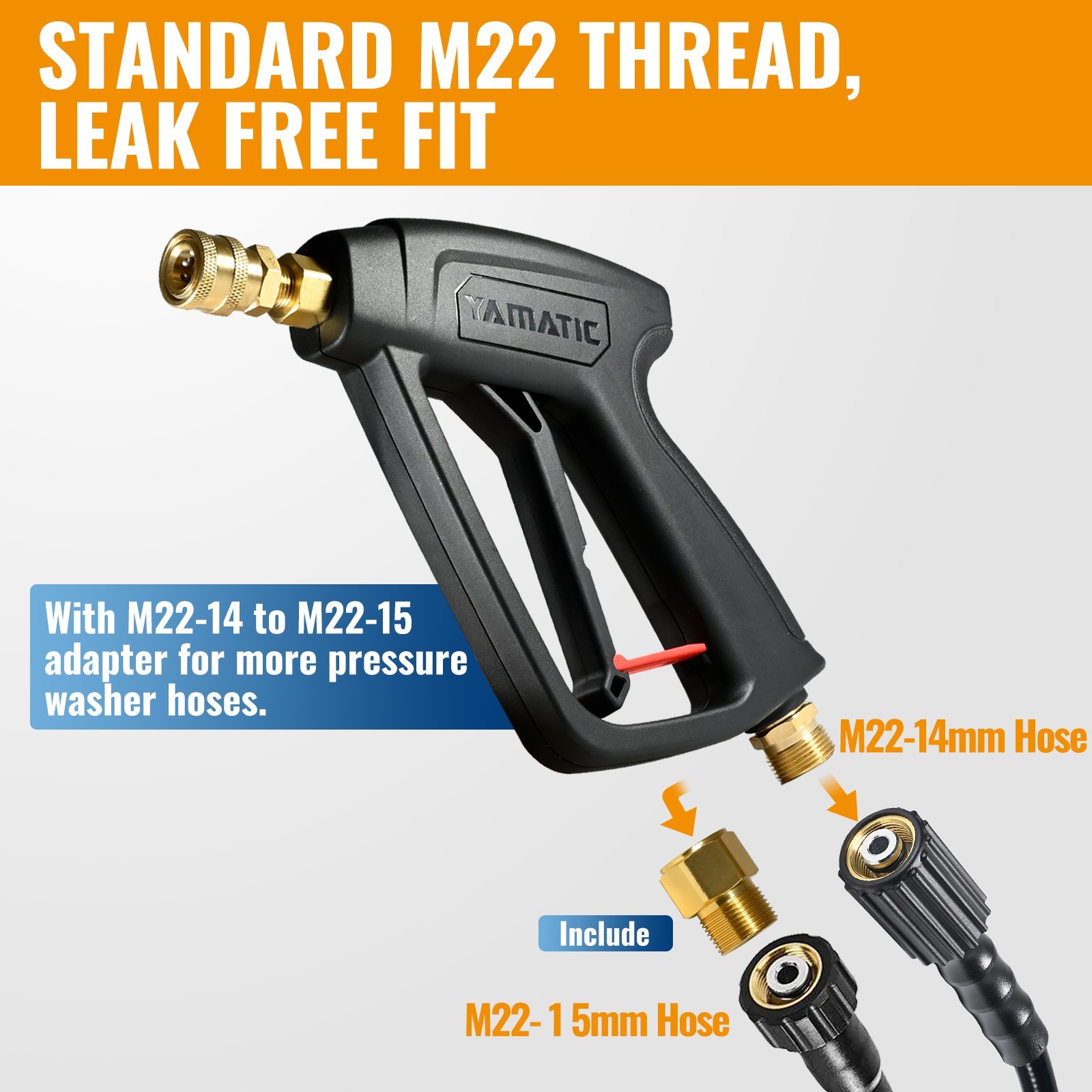 YAMATIC Pressure Washer Gun and 50 ft Hose Kit for Ryobi, Simpson, Craftsman etc