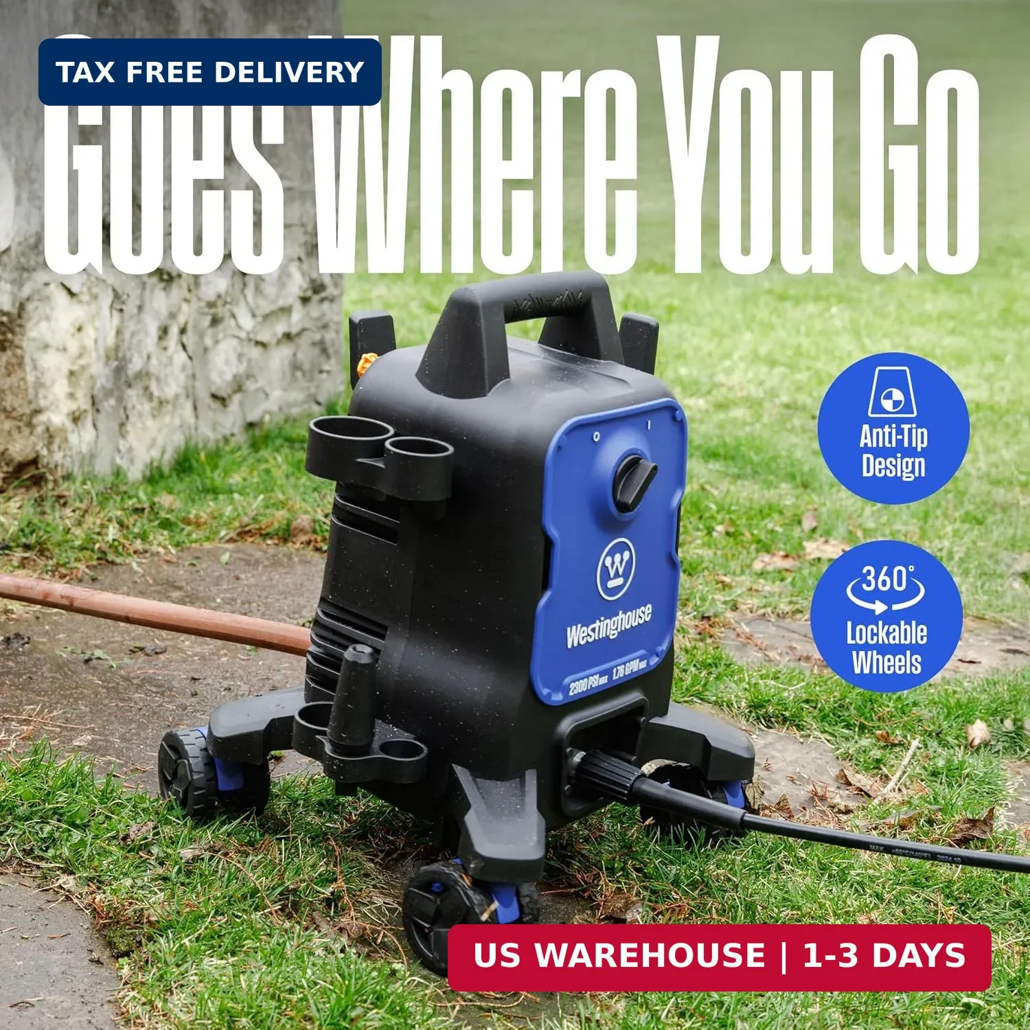 Westinghouse ePX3100 Electric Pressure Washer, 2300 Max PSI 1.76 Max GPM with An