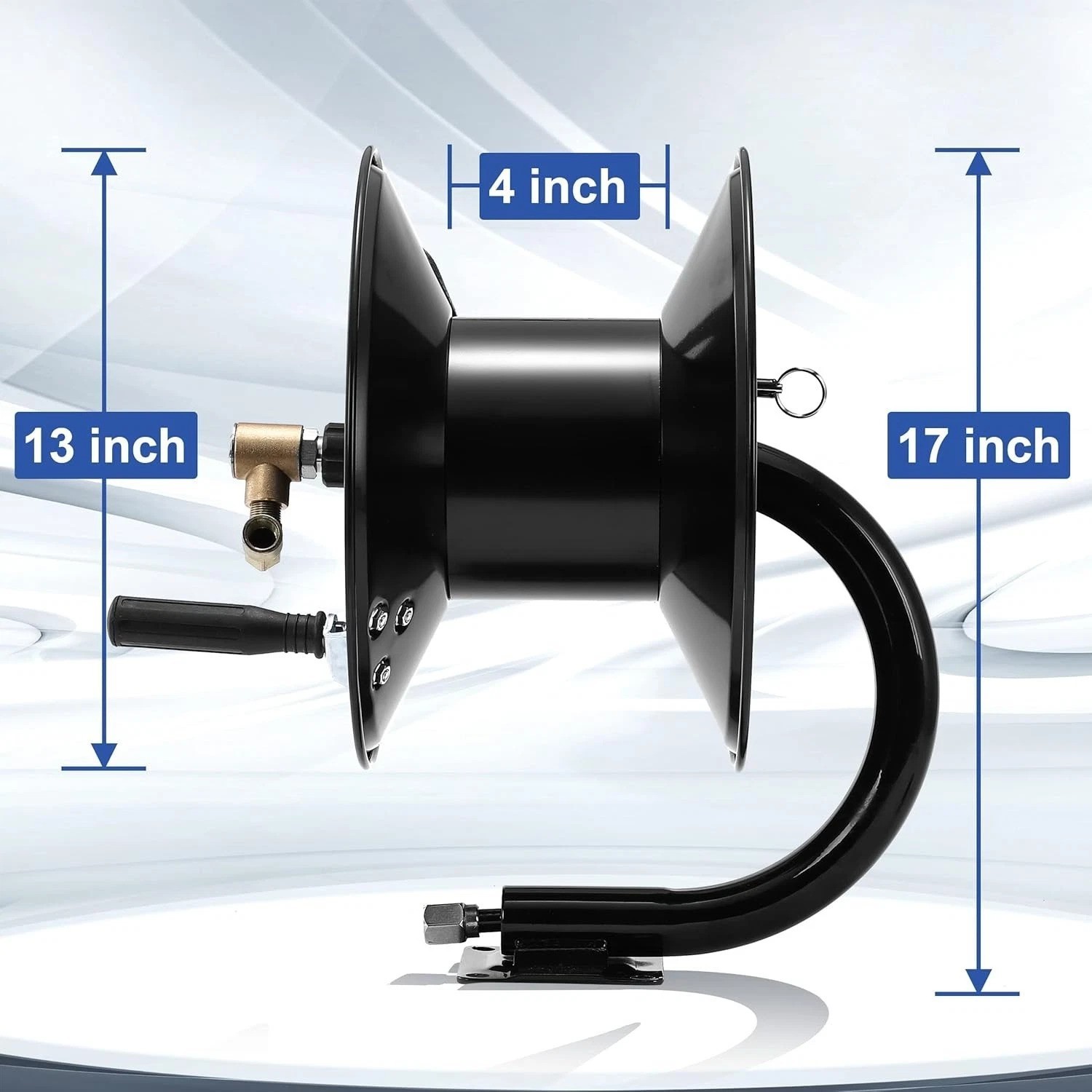 100ft Stainless Steel Pressure Washer Hose Reel – Manual Crank and Wall Mount