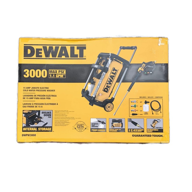 DEWALT DWPW3000 3000-MAX PSI 1.1-GPM Brushless Electric Jobsite Pressure Washer