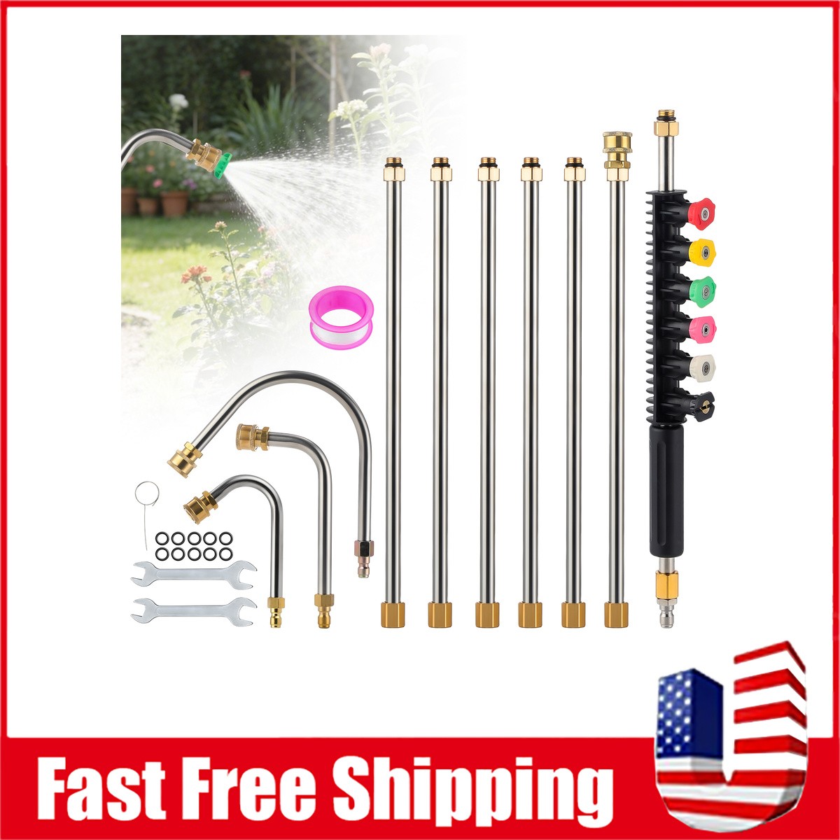 Gutter Cleaning Tool Extension Wand Lance Rod High Pressure Washer Roof 4000 psi