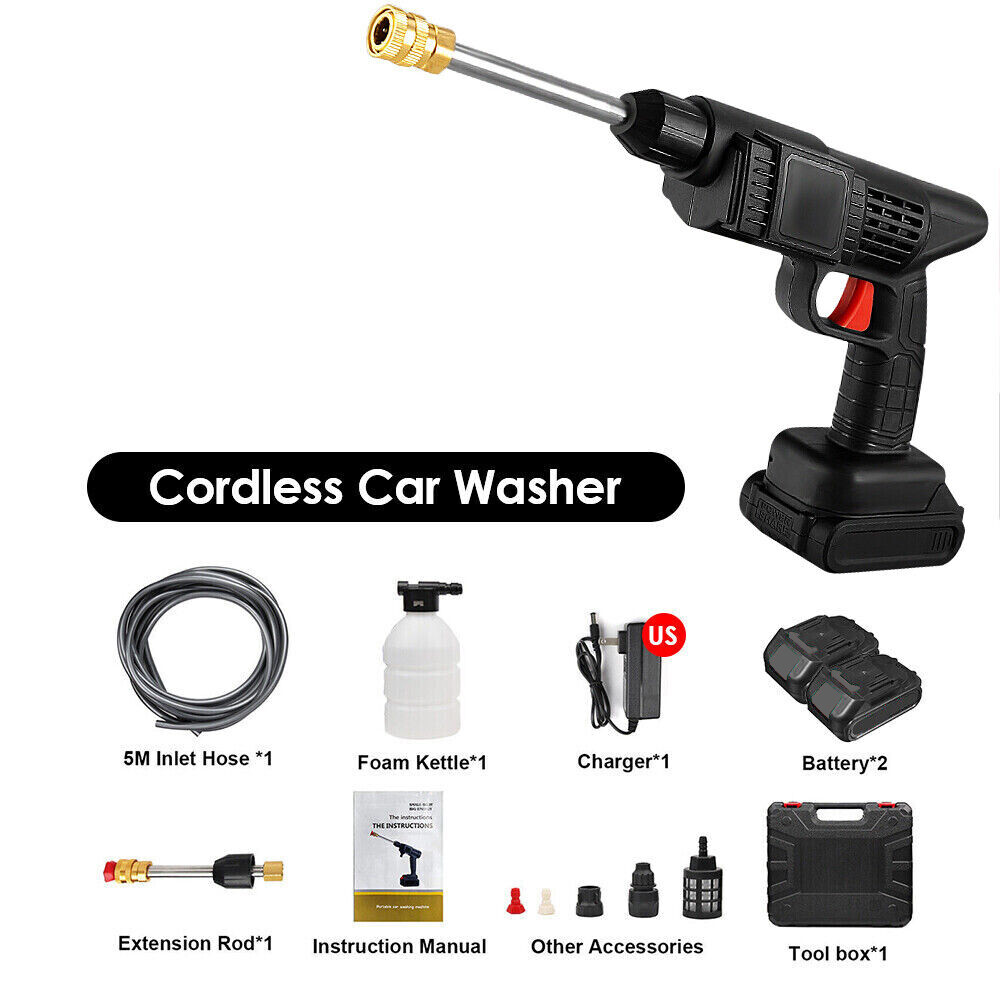 1500W Cordless Electric High Pressure Water Spray Car Gun Portable Washer Clean