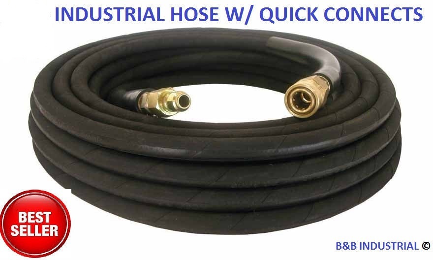 50′ Pressure Washer Hose 3/8″ x 50 ft Foot 4000psi 275 Degrees Industrial w/ QC