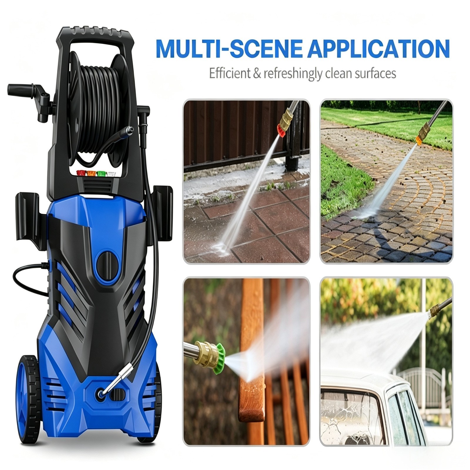 Pressure Washer 4200PSI 2.5GPM, Retractable Hose Reel, 4 Nozzle Tips, for Yard