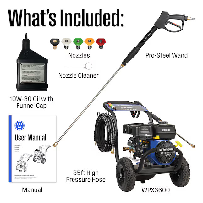 Westinghouse WPX3600 Heavy Duty 3600-PSI 2.7-GPM Cold Water Gas Pressure washer
