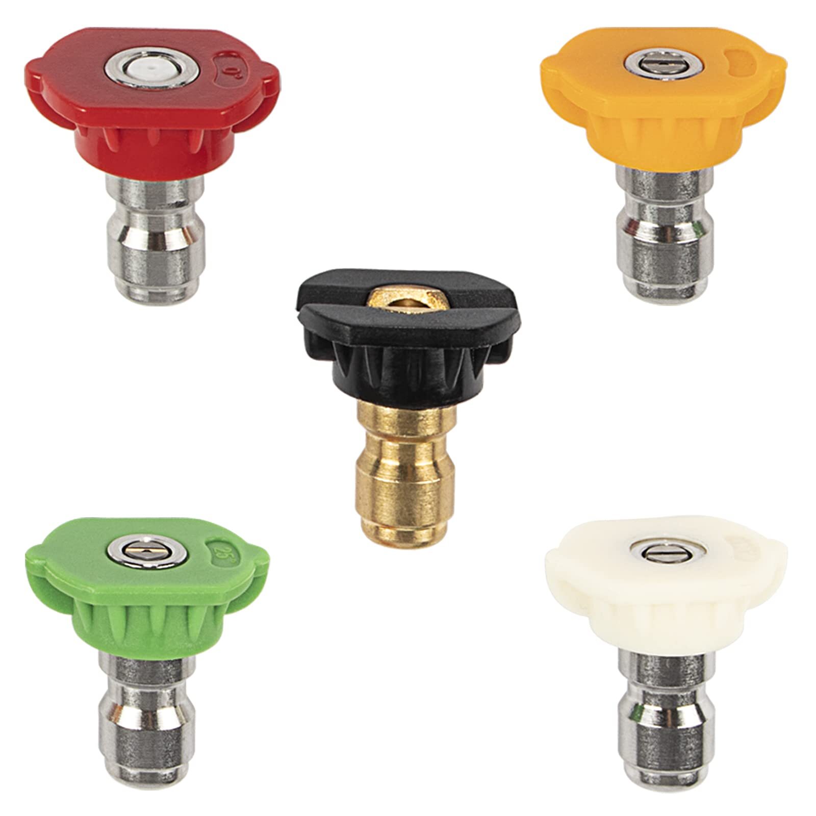 5 Pack Pressure Washer Spray Nozzle Tips Multiple Degrees 1/4″ Quick Connection