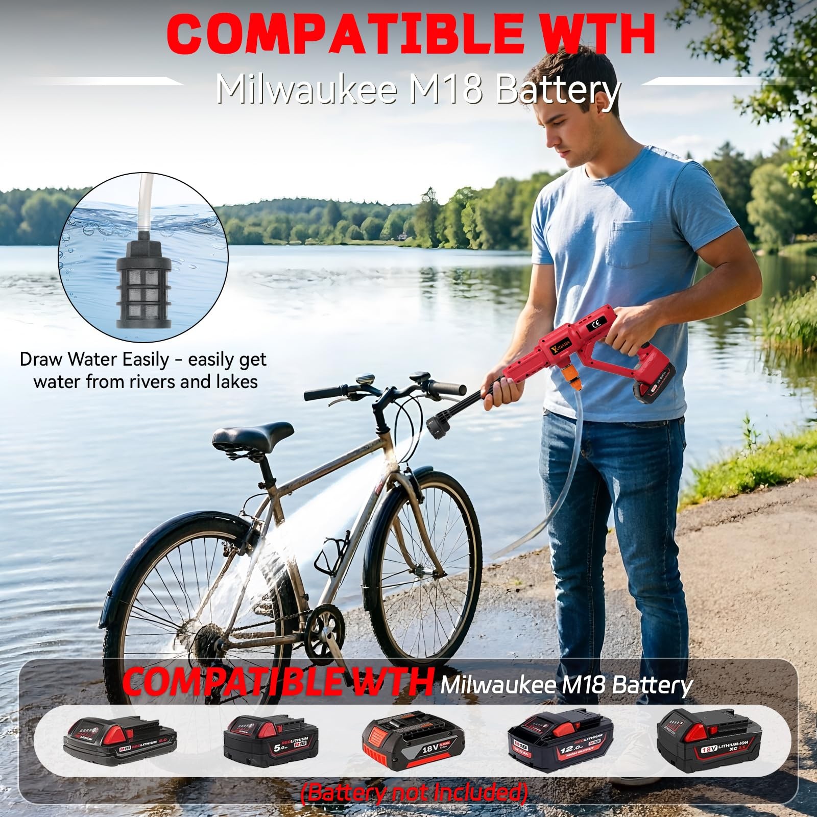 Cordless Handheld Cleaner for Milwaukee M18 Battery – 6-in-1 Nozzle & Hose