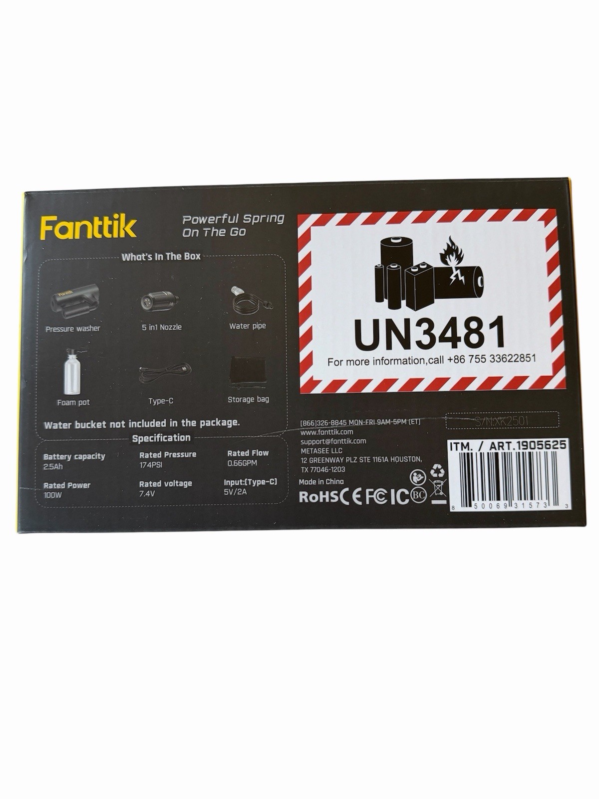Fanttik K100 Flip Cordless Battery Cold Water Pressure Washer 174 PSI Kit