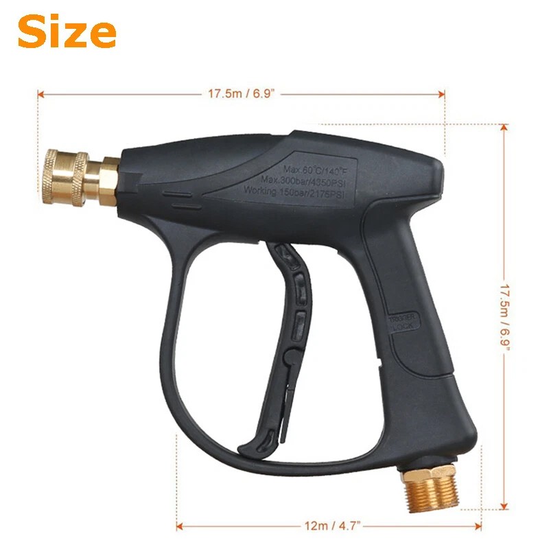 1/2pcs 1/4″ High Pressure Washer Gun 4000 PSI Car Wash Foam Spray Short Wand US