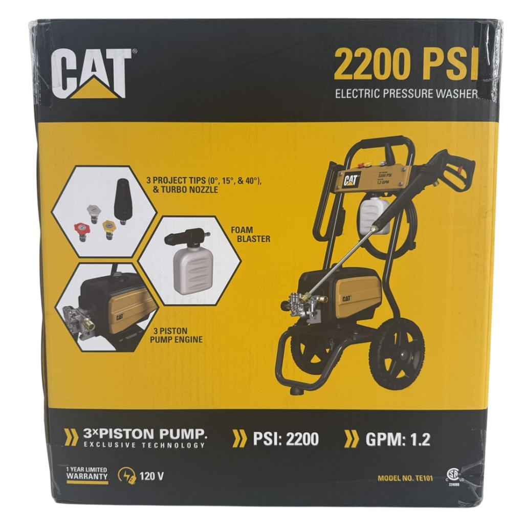 CAT Caterpillar NEW 2200 PSI Electric Pressure Washer Turbo Nozzle 3 Tip 1.2GPM