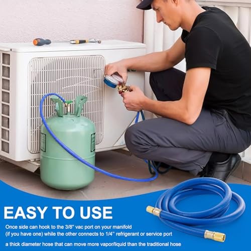 3/8″ Vacuum Refrigerant Hose, High Flow HVAC Vacuum Hose 3/8 FL to 3/8″ to 1/4″