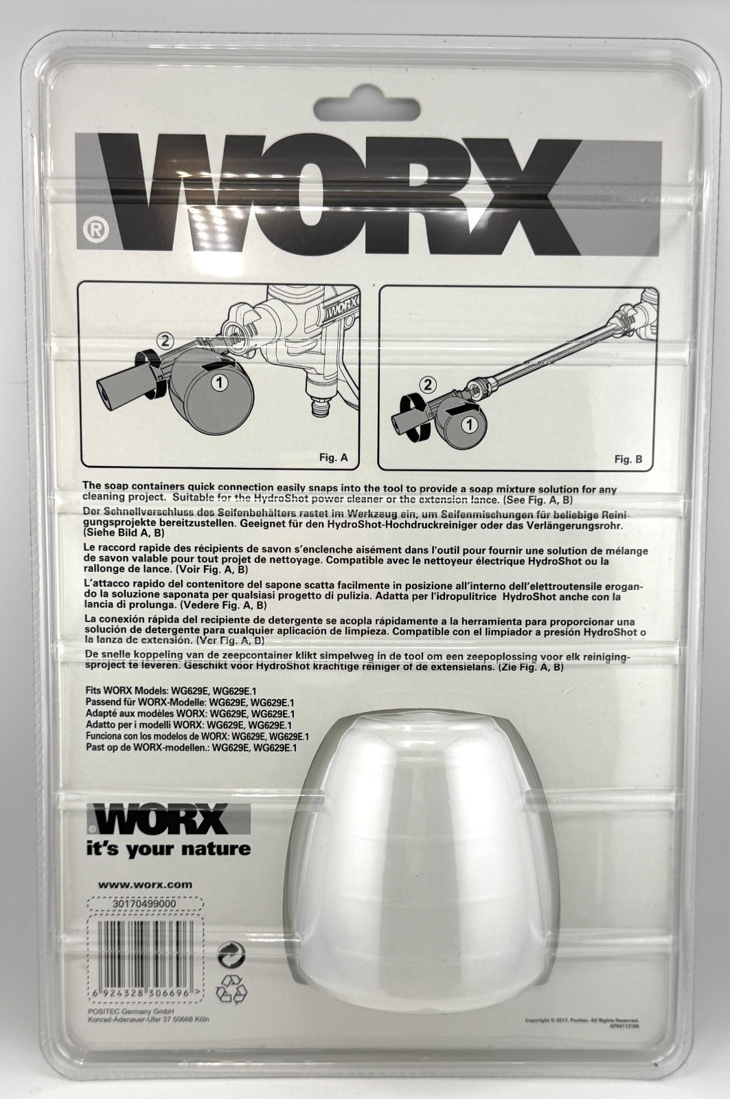 WORX Hydroshot WA4036 13.5oz Soap Dispenser Bottle Genuine Power Washer Part New