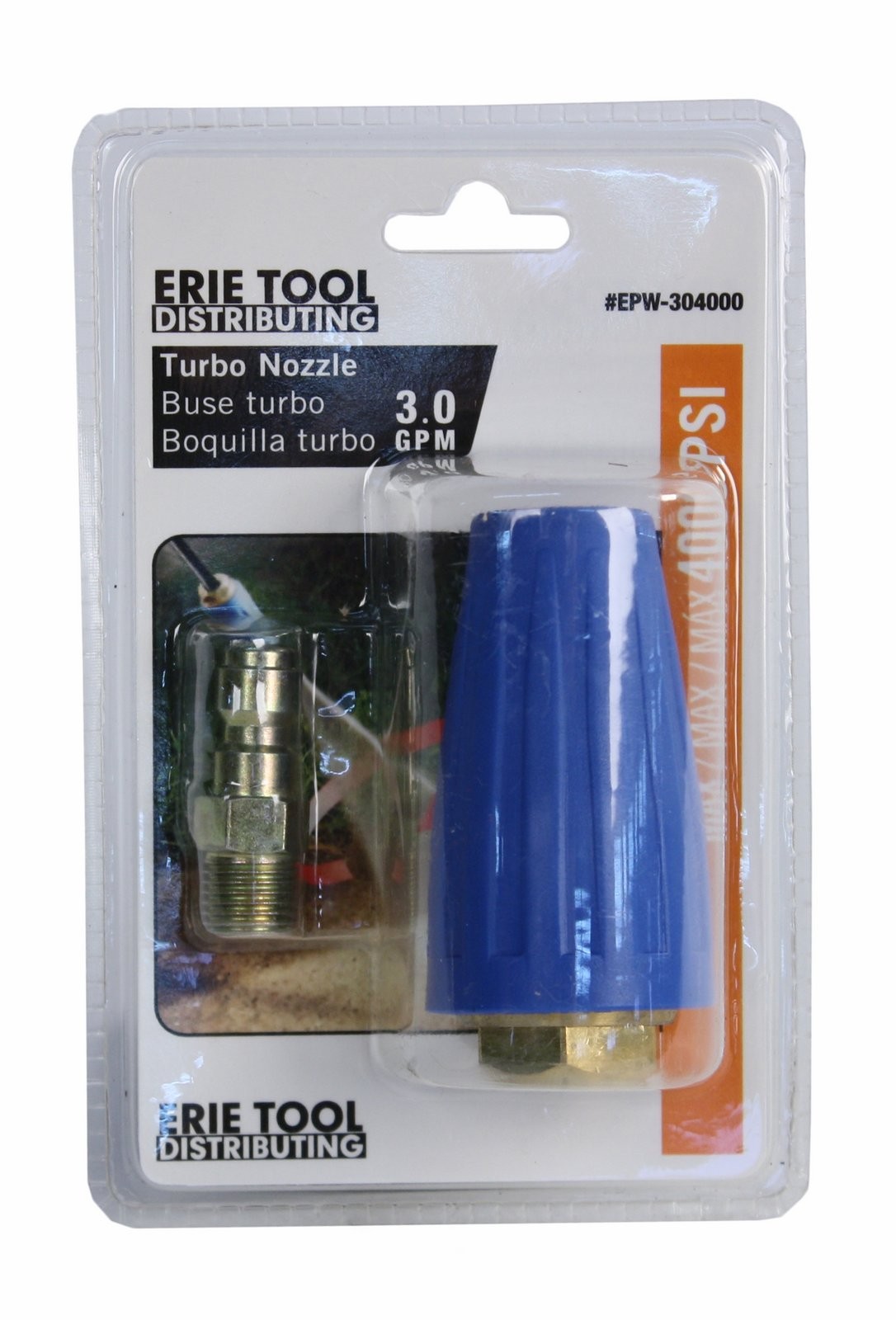 Erie Tools Pressure Washer 3.5 Rotating Turbo Nozzle 4000 PSI Quick Connect
