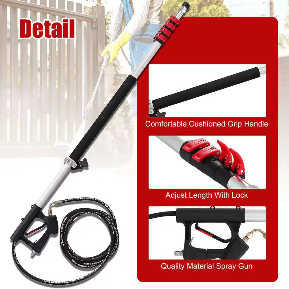 24 Ft. Telescoping Pressure Washer Extension Sprayer Wand Telescopic Gutter Clea