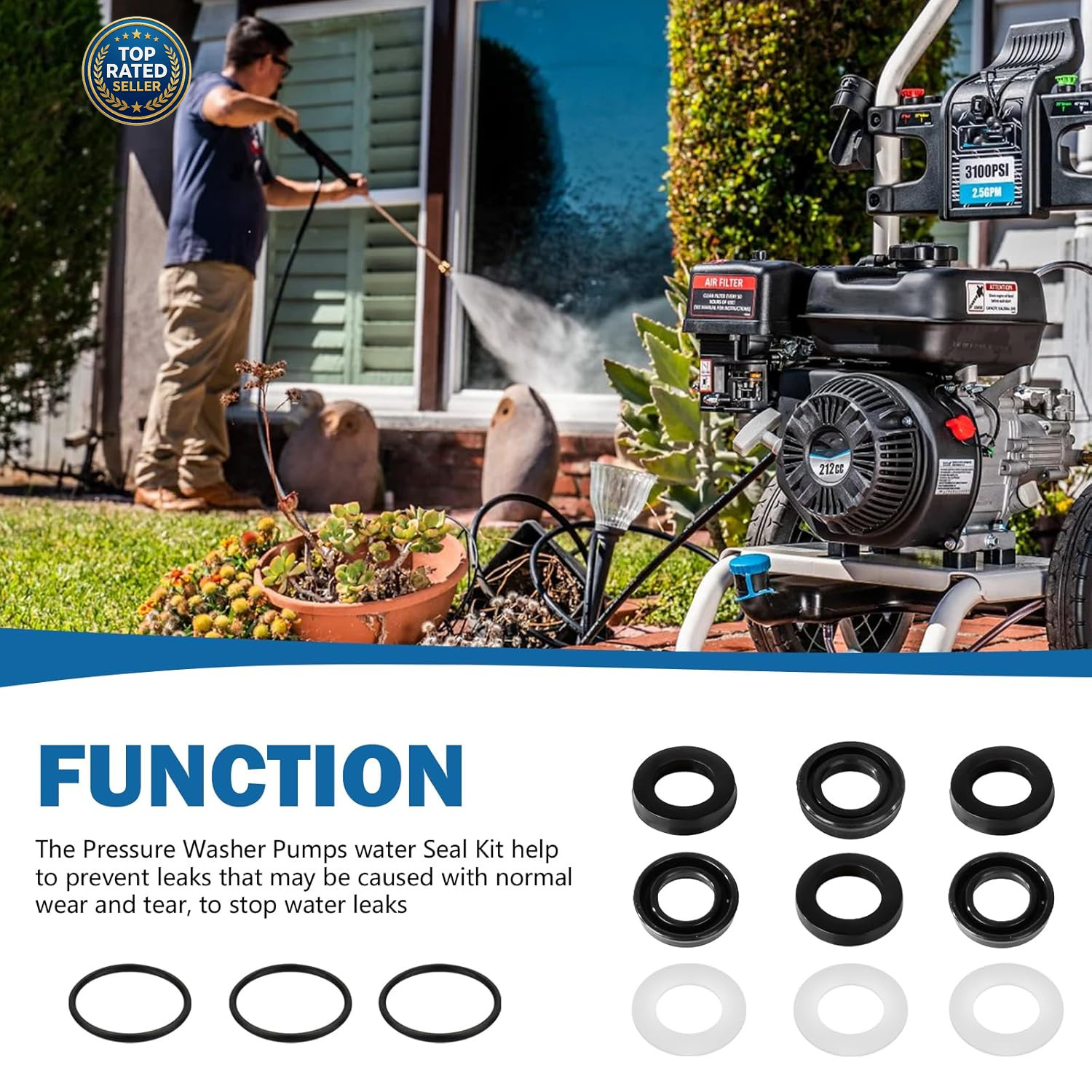 7106627 Pressure Washer Pumps Water Seal Kit Replacement for Simpson Cleaning