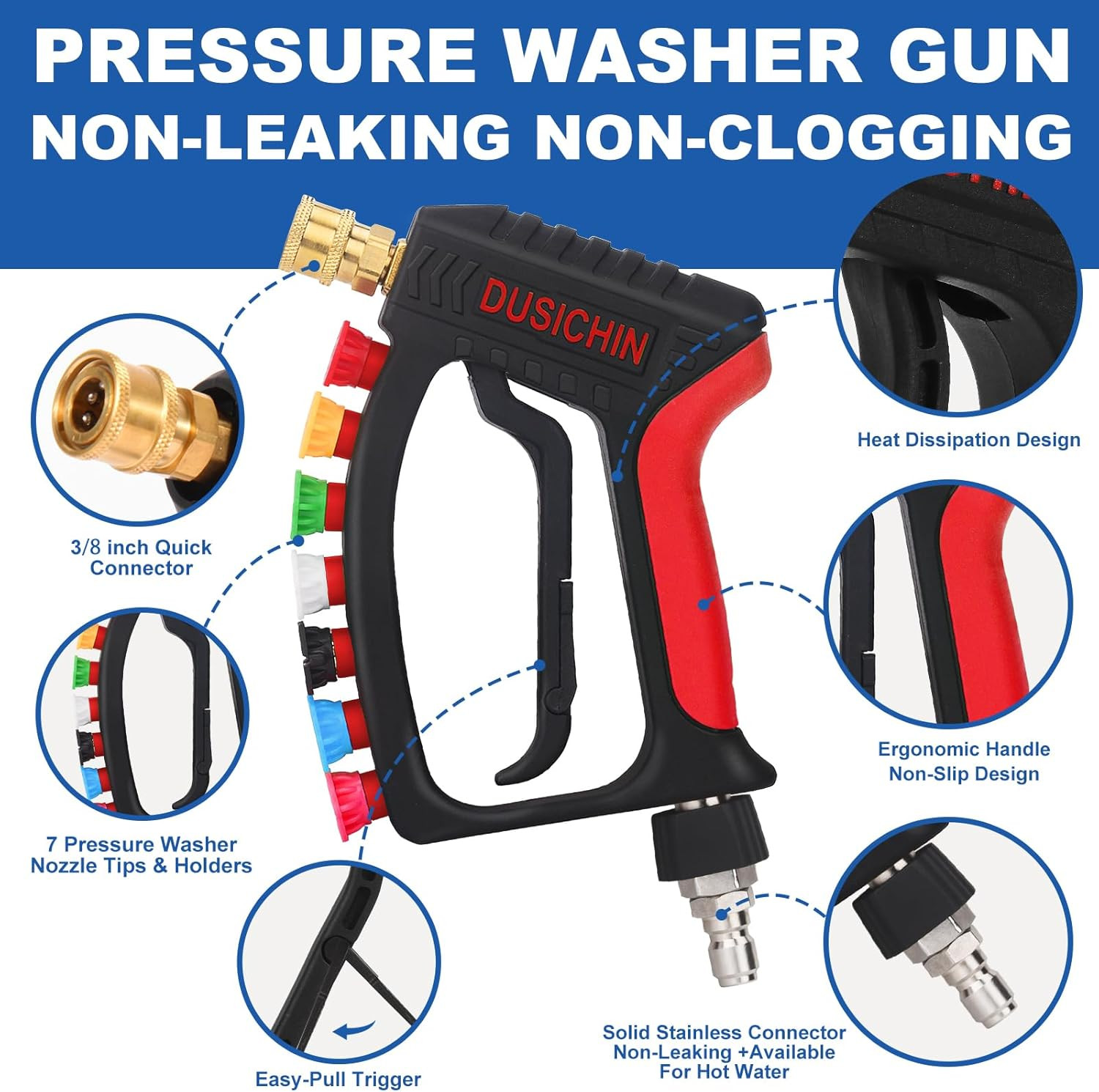 Pressure Washer Trigger Handle 4000 PSI, 1/4″ Quick Connect, M22 14mm/15mm