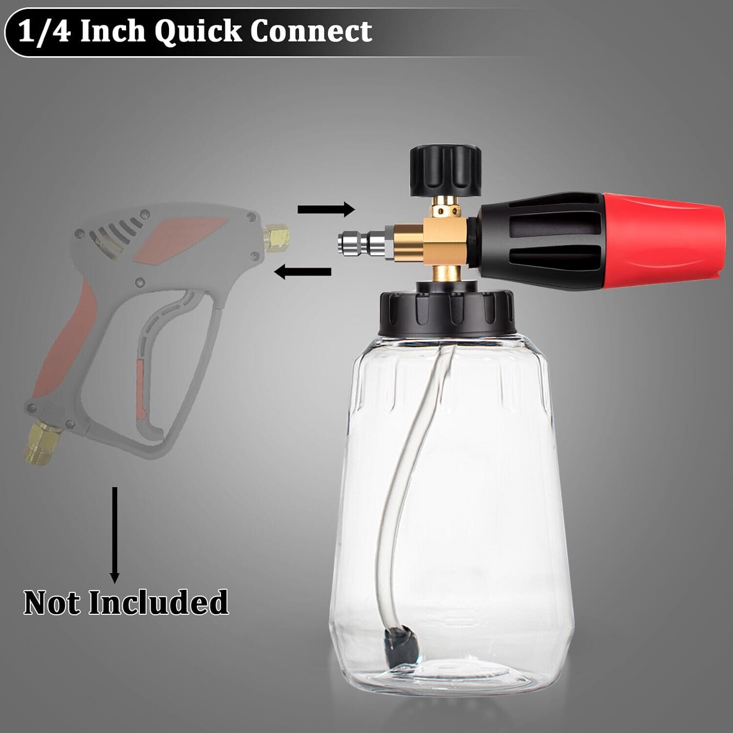 Snow Foam Washer Gun Car Wash Soap Lance 1/4″ Cannon Spray Pressure Jet Bottle