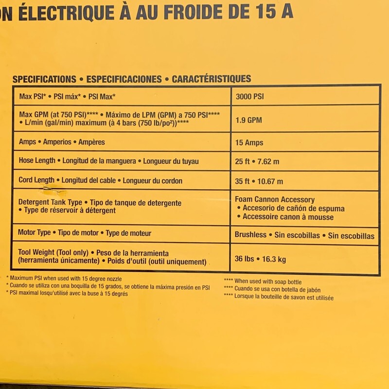 DEWALT DWPW3000 3000-MAX PSI 1.1-GPM Brushless Electric Jobsite Pressure Washer