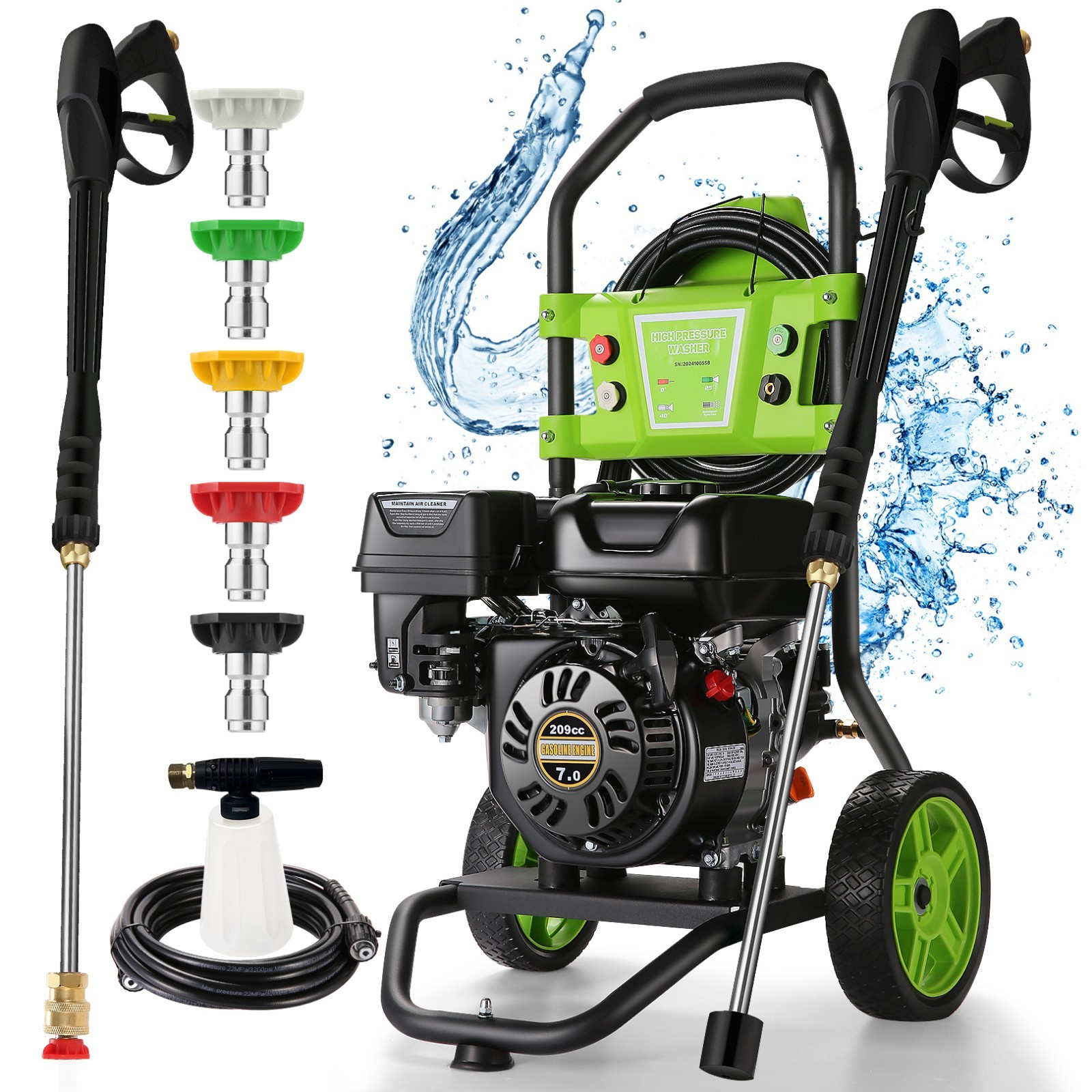 2650 PSI Gas Pressure Washer 2.4 GPM Power Cleaner w/ Pump Gun Wand 5 Nozzles US