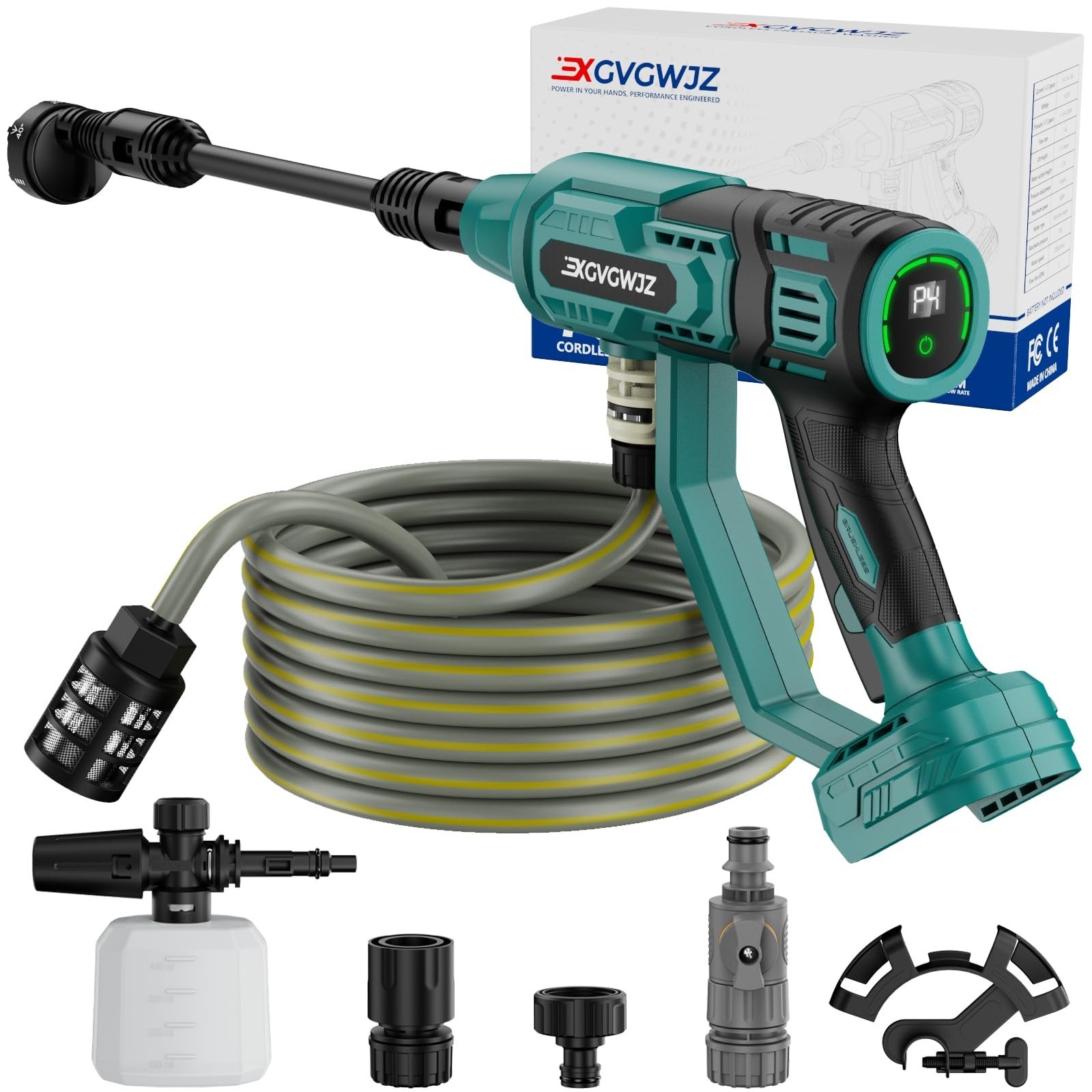 Cordless Portable Pressure Washer 700 PSI, 6-in-1 Nozzle, Adjustable Power Tool