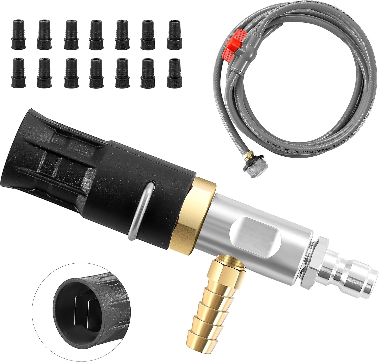 Adjustable Long Range Nozzle for Pressure Washer 2-2.5 GPM, Downstream Injection