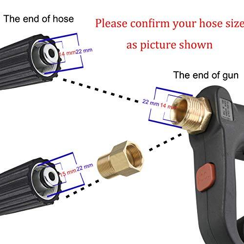 Short High Pressure Washer Gun 5000 PSI M22 Fitting 5 Nozzle Tips Hot Cold