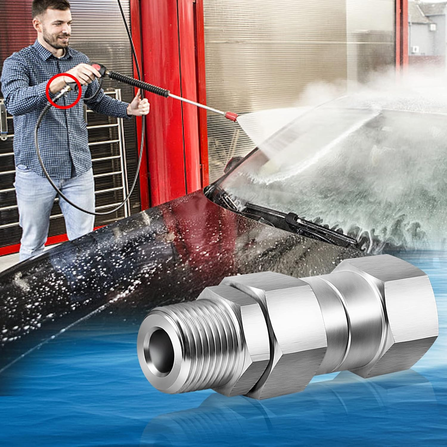 3/8 NPT Pressure Washer Swivel Fitting, anti Twist 3/8 Male to Female Stainless