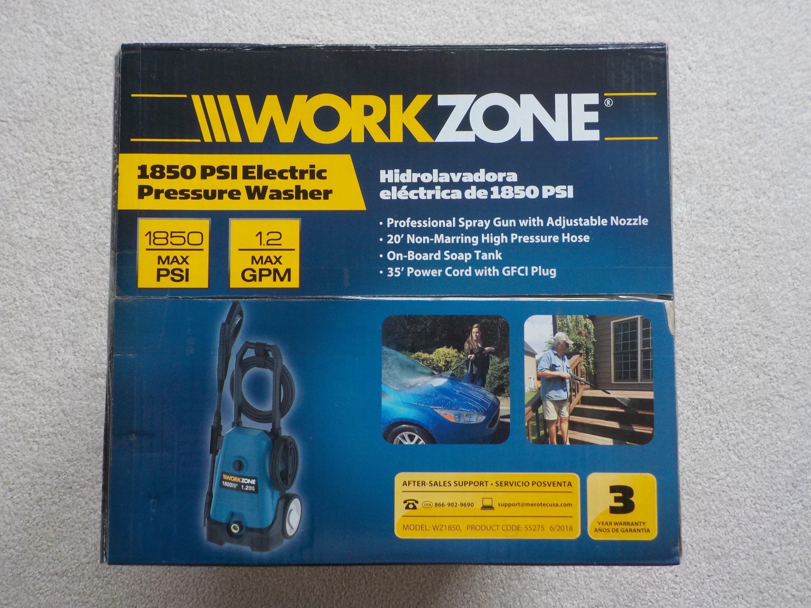 Original WORK ZONE Pressure Washer Model WZ1850 Blue Brand New w/ Box !!!