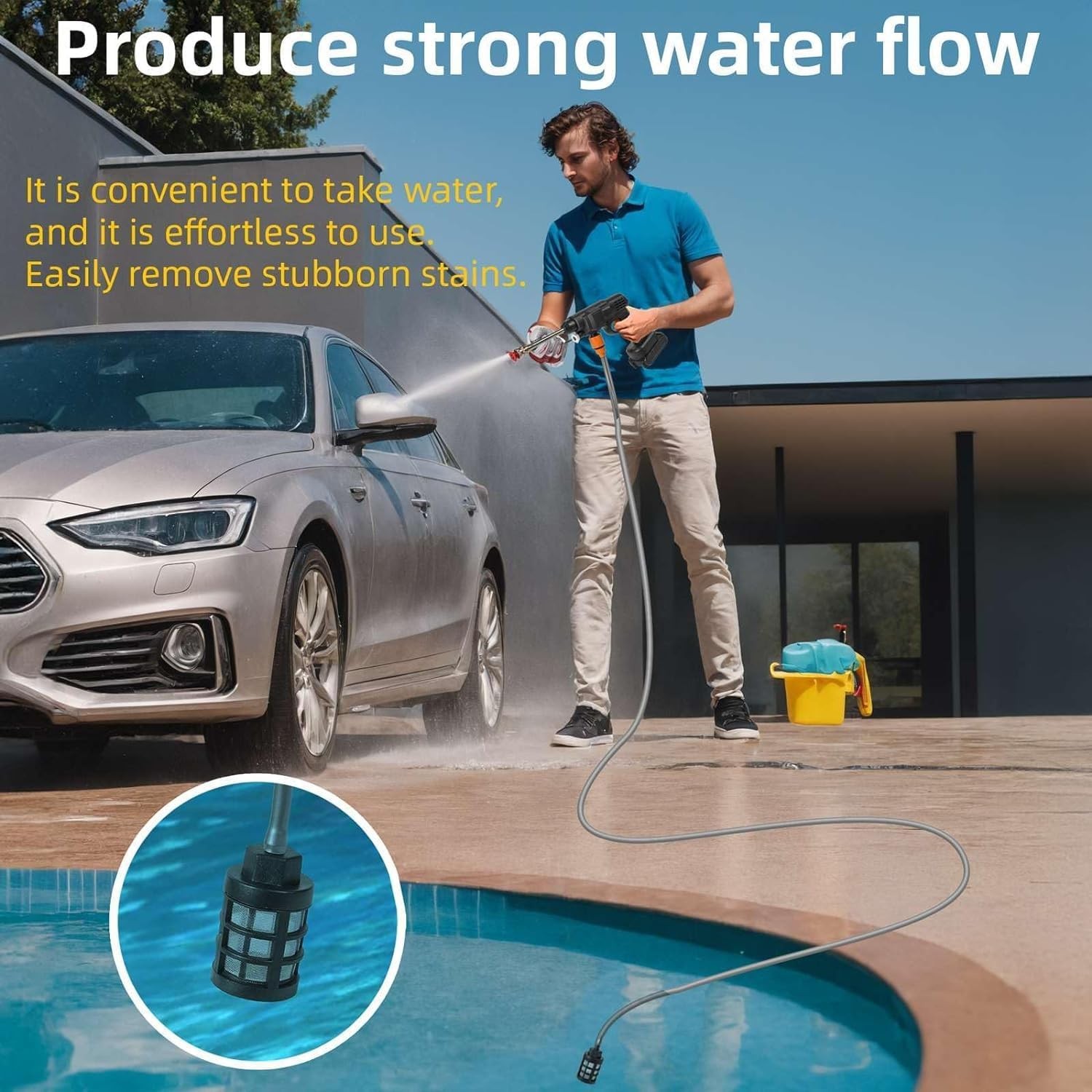 260W 6Ah Car Cordless Pressure Washer Kit Electric High Pressure Water Spray Gun