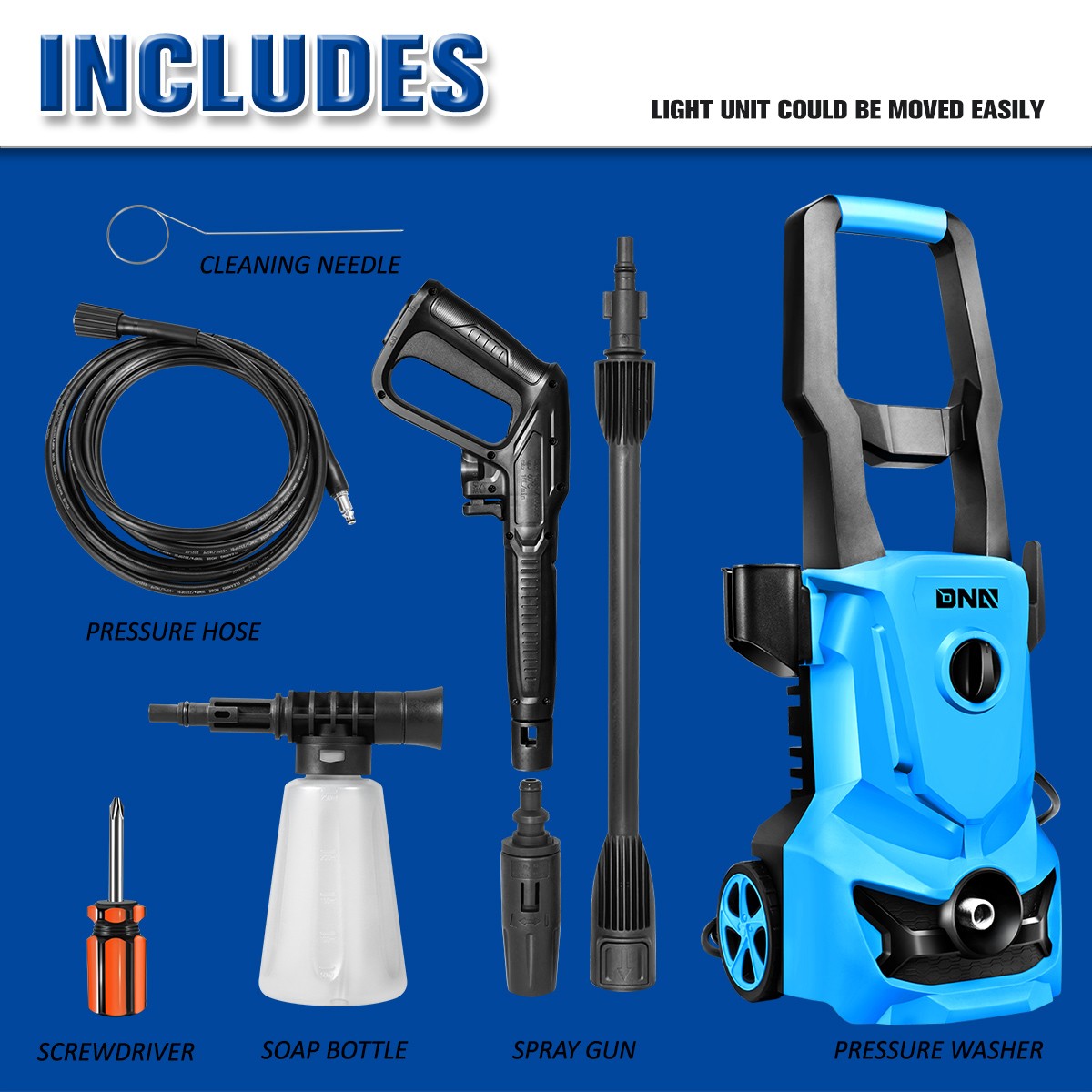 1813 PSI 1.45 GPM High-Pressure Electric Power Cleaner Car Washer Machine Blue