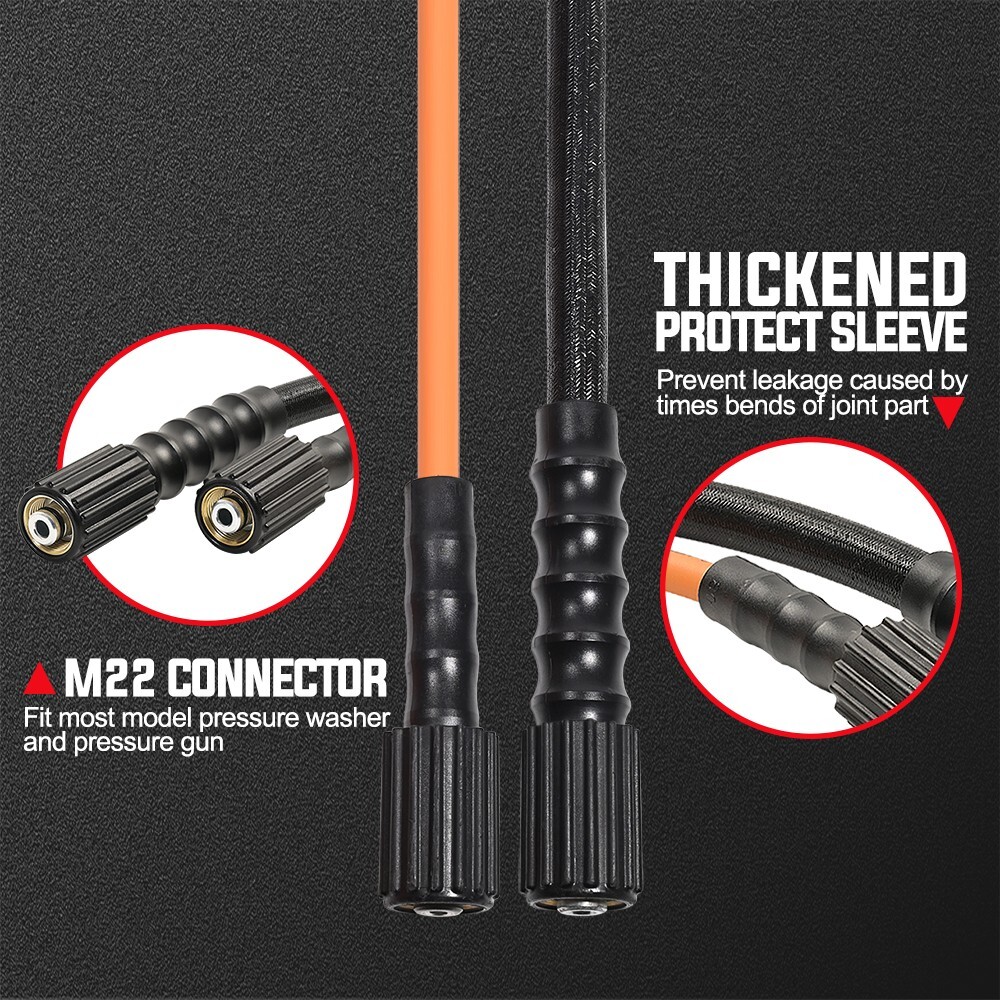 YAMATIC 3700 PSI 1/4″ Pressure Washer Hose 25 ft. Durable & Flexible M22-14mm