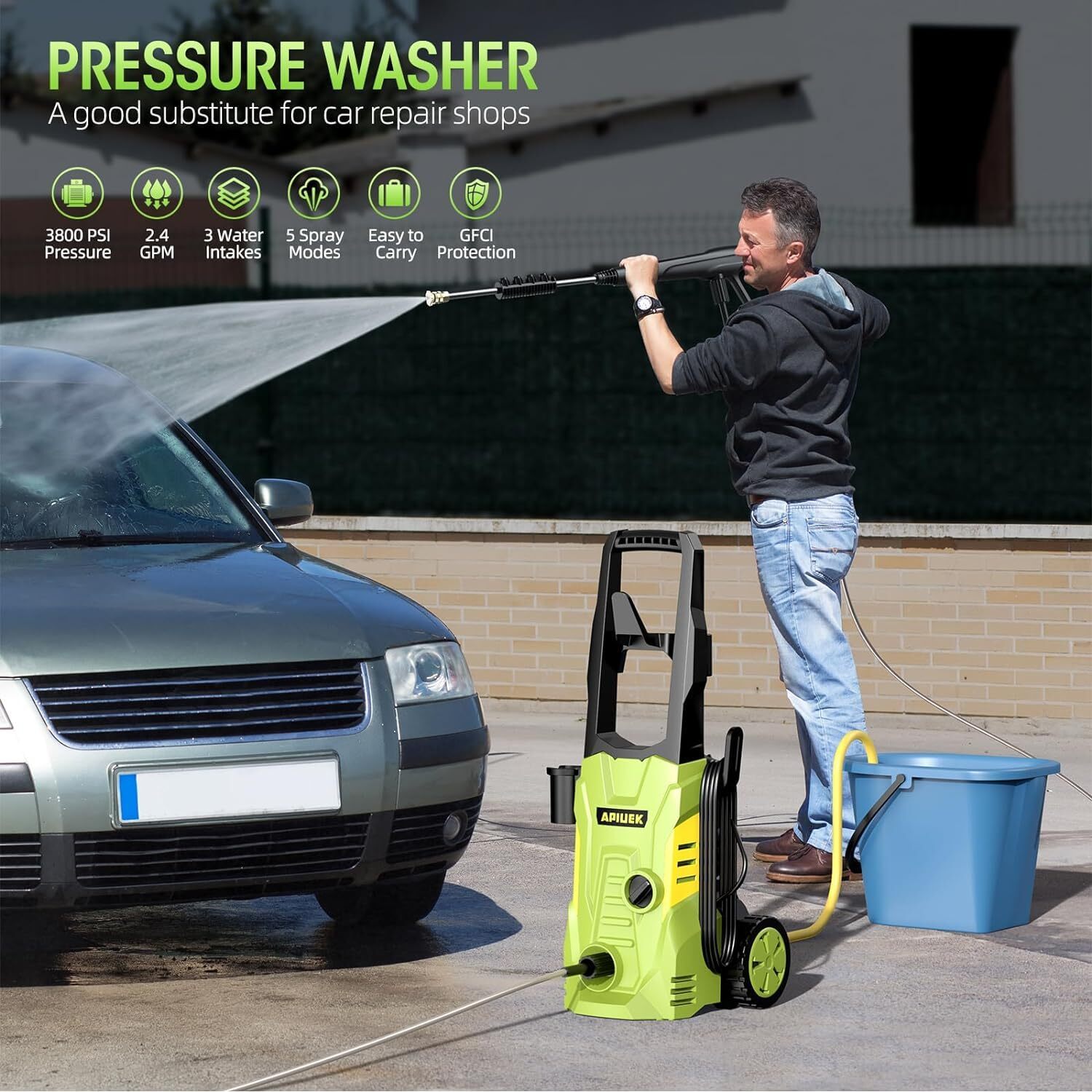 Electric High Pressure Washer – Duede Portable Washer with 23 FT Water Outlet &