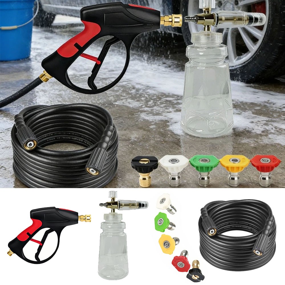 Pressure Washer Gun & Foam Cannon Bottle 1/4″ Quick Connector Nozzle & 29FT Hose