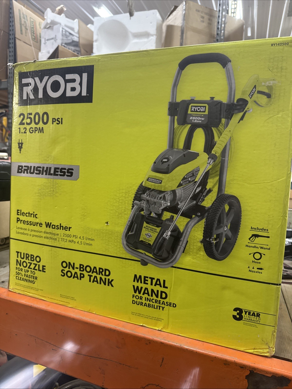 2500 PSI 1.2 GPM High Performance Cold Water Electric Pressure Washer Open Box