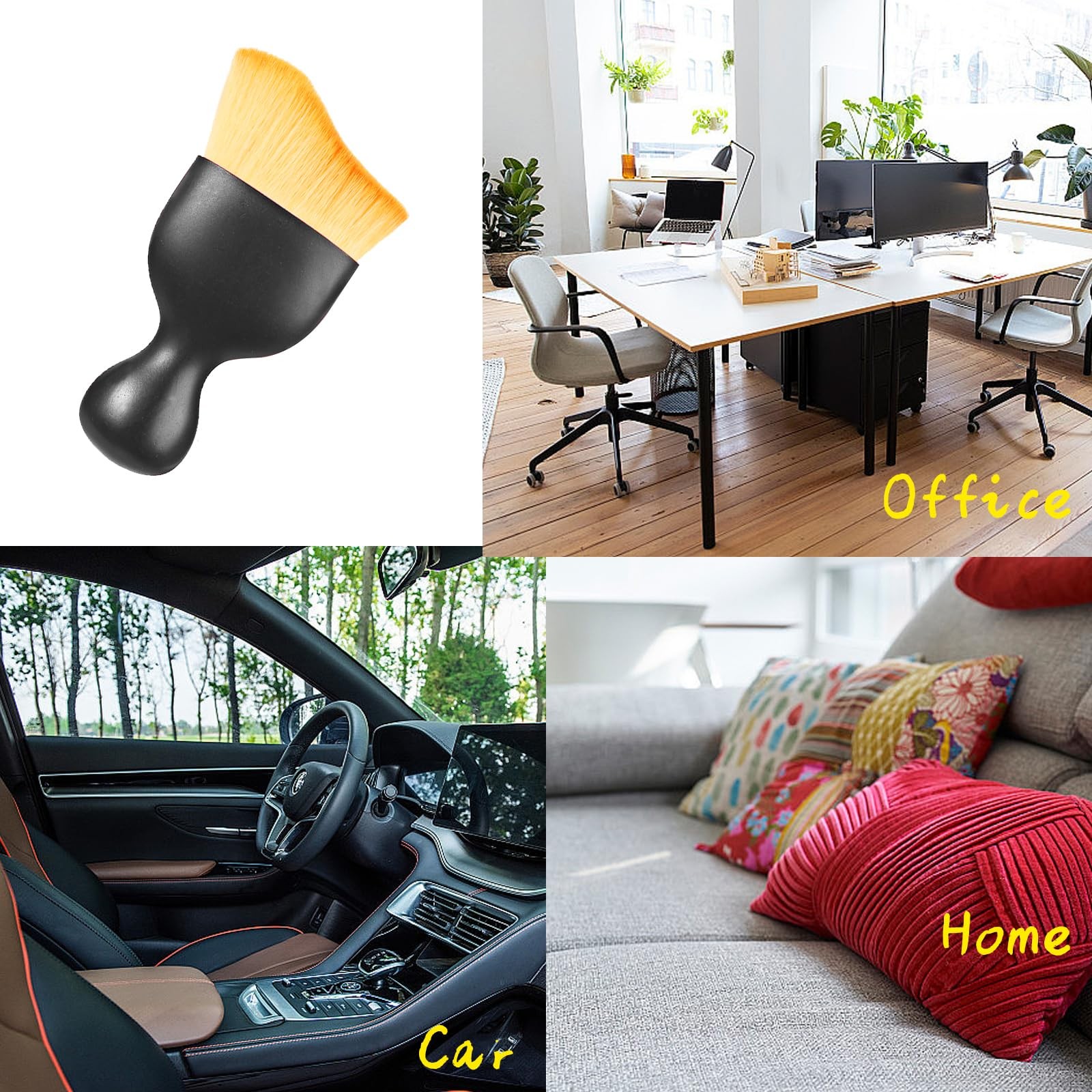 GIYAWA 4 Pcs Car Interior Cleaning Kit Air Vent Dust Brush Set with black