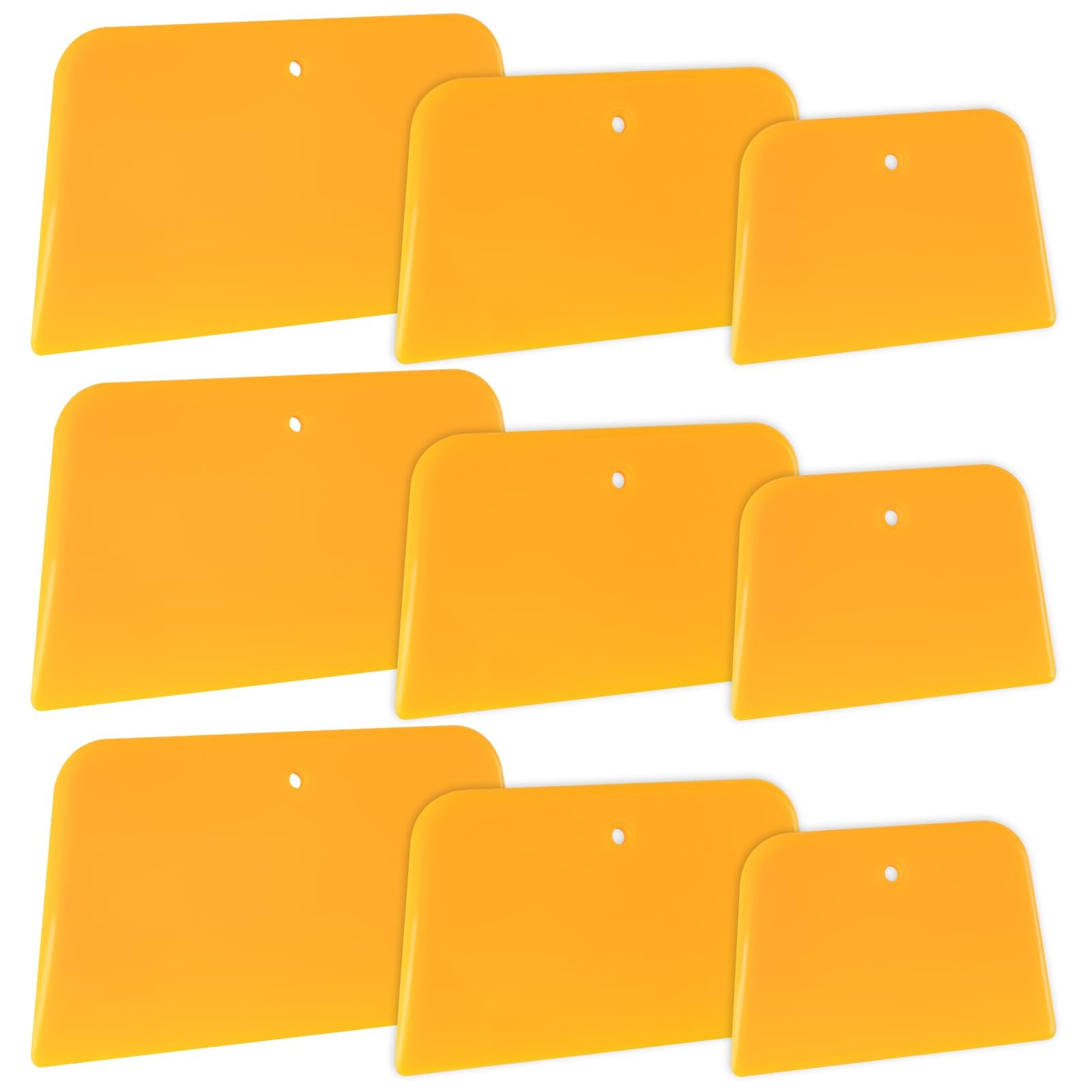 PEASUG Body Filler Spreader, 9 Pack Reusable Plastic 4″, 5″ and 6″, orange