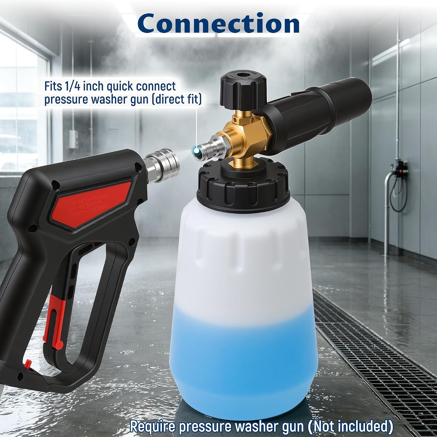 Foam Cannon for Pressure Washer, 1000Ml Wide Mouth Snow Foam Lance, 1/4 Inch Qui
