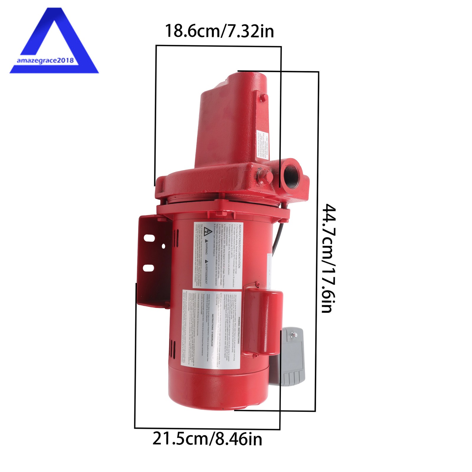RJS-75-PREM Premium Cast Iron Shallow Well Jet Pump 3/4 HP 16 GPM Red 602207