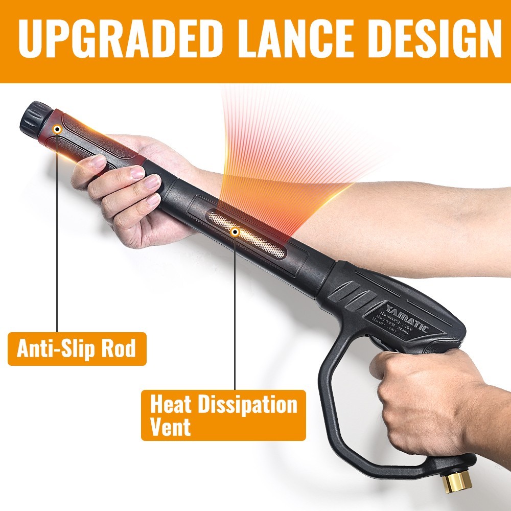 YAMATIC Pressure Washer Gun Wand with Swivel 3/8″ Plug & M22 Coupler, 5 Nozzles