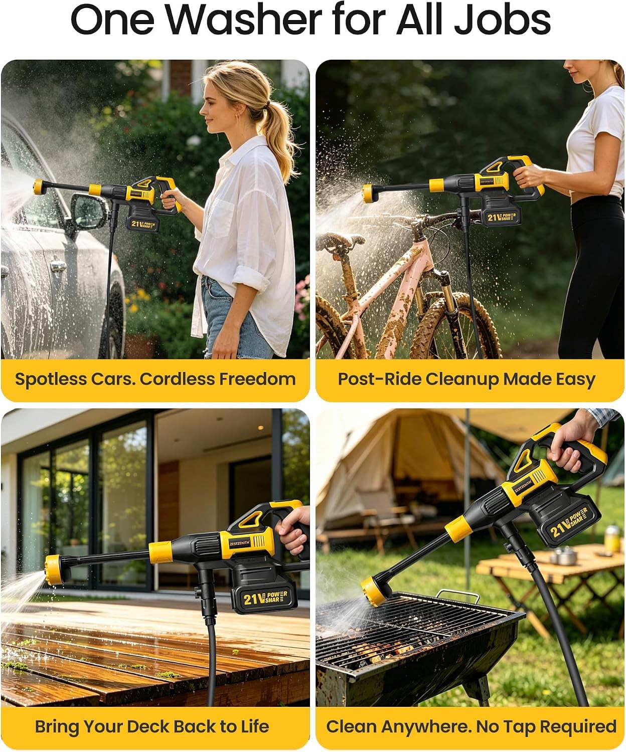 Cordless Portable Washer, Battery Operated Car Washer with 21V Battery & Charger