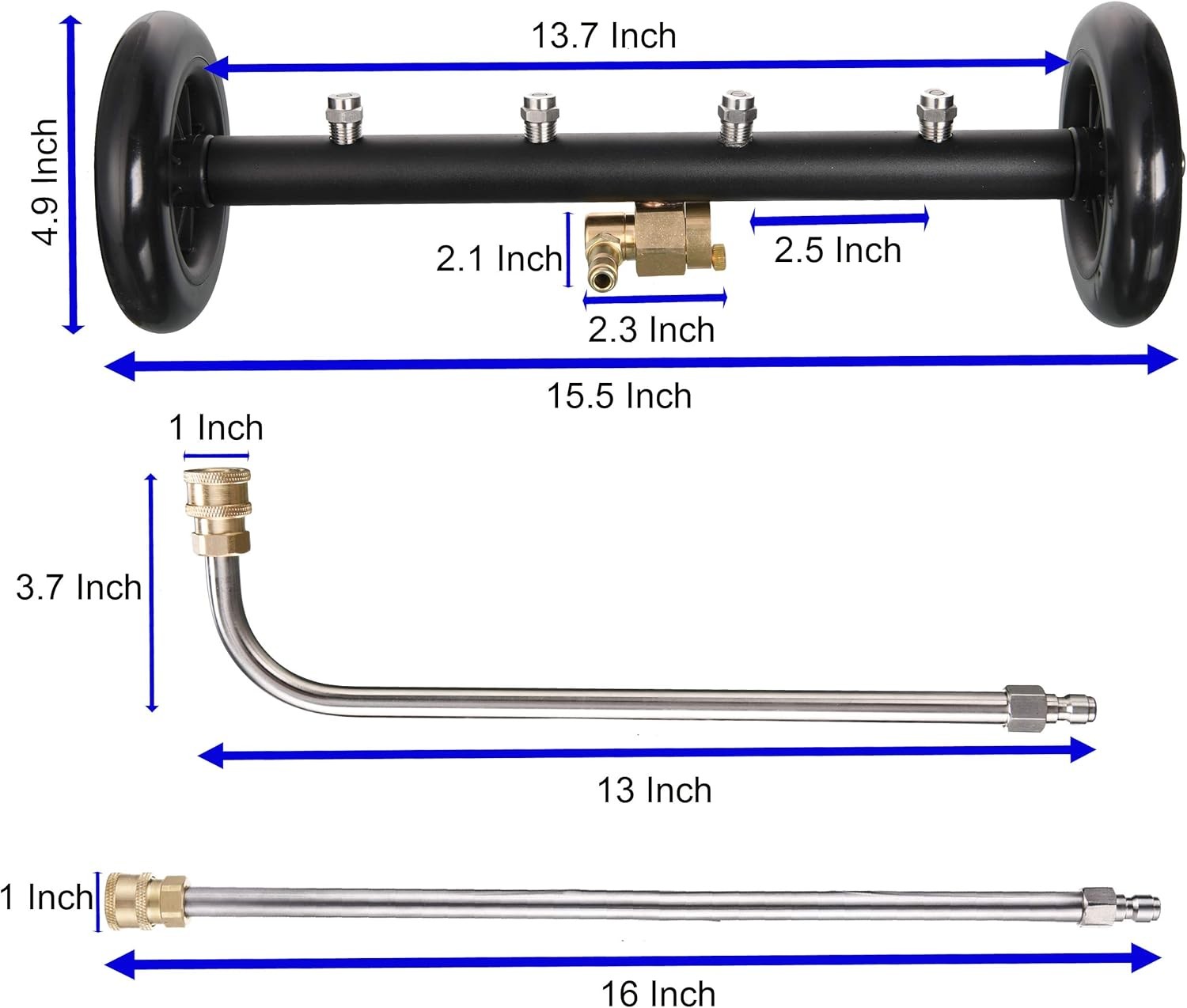 Dual-Function Undercarriage Cleaner, 16 Inch, 3 Pieces Extension Wand, 4000 PSI