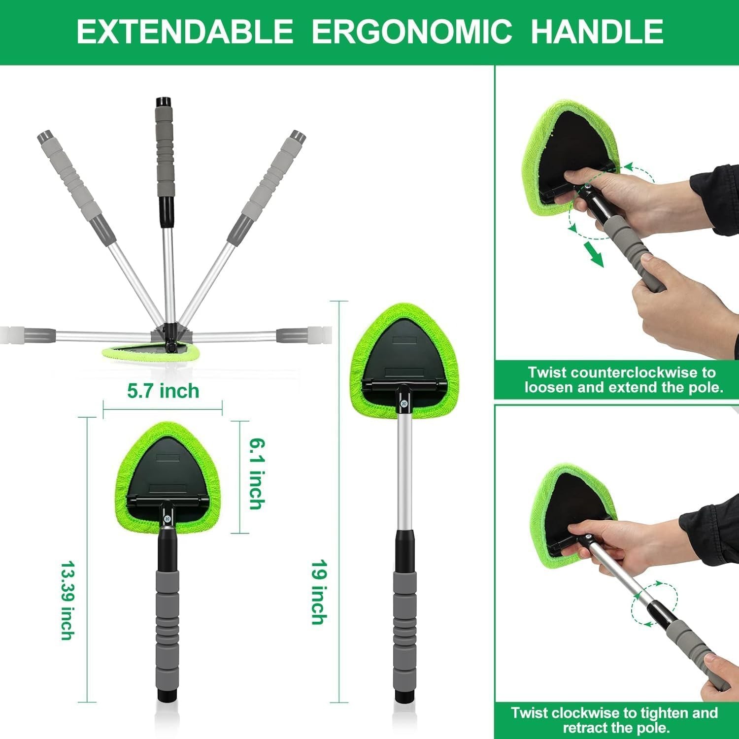 XINDELL 29-inch Windshield Cleaner Tool – Car Interior Window Cleaning Kit